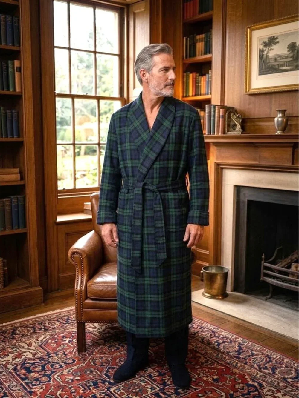 Baskin Chicago Vintage Mid-Century Classy Plaid Robe Smoking Jacket